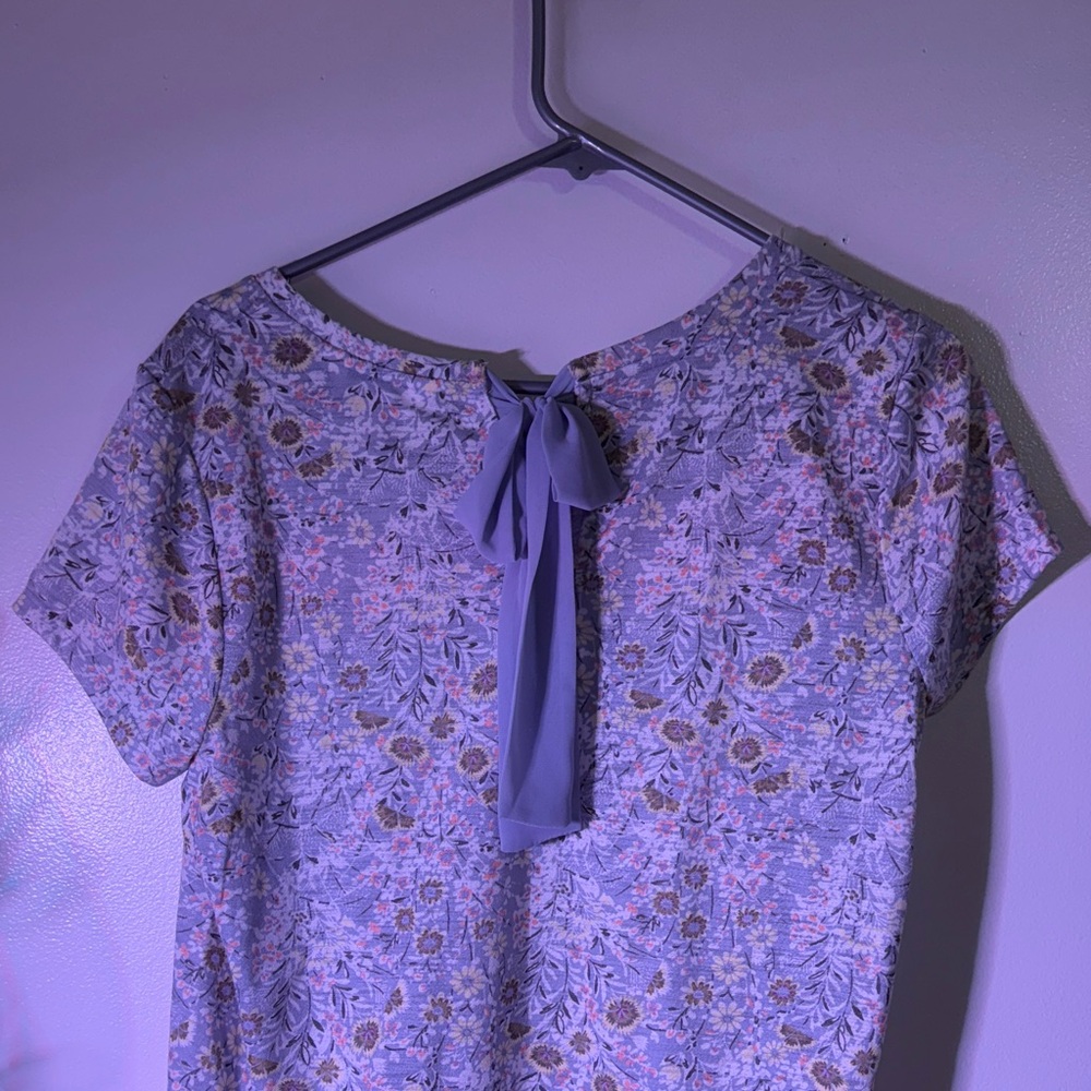 LC Lauren Conrad Floral Short Sleeve Top - Lavender and Pink - Picture 5 of 5